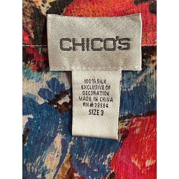Chicos women’s silk tunic top  semi sheer with stone trim  48 chest - Picture 7 of 9